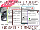 Graphing Quadratic Functions Worksheet for TI Calculators