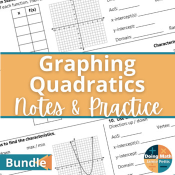 Preview of Graphing Quadratics Foldable Notes & Practice Bundle