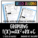 Graphing Quadratics Foldable Notes for Interactive Notebooks