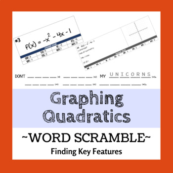 Preview of Graphing Quadratics (Key Features) Word Scramble