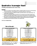 Graphing Quadratics Scavenger Hunt (Standard and Vertex Form)