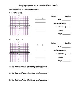 Preview of Graphing Quadratics - Standard Form NOTES