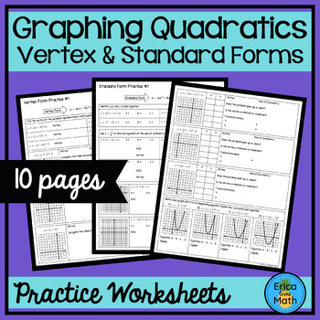 Preview of Graphing Quadratics in Vertex & Standard Form Worksheets