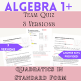 Graphing Quadratics in Standard Form Team Quizzes (& Graph