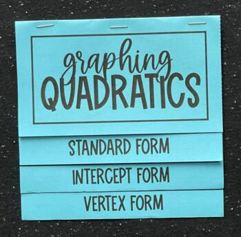 Preview of Graphing Quadratics in Standard, Intercept and Vertex Form - Editable Foldable