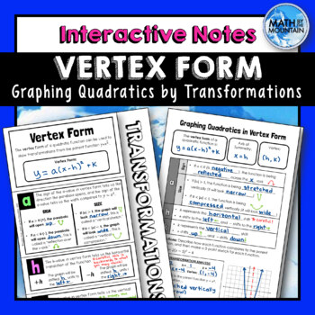Preview of Graphing Quadratics in Vertex Form by Transformations Notes