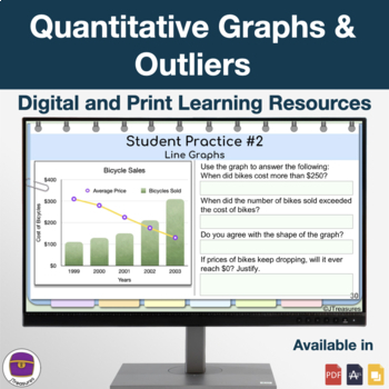 Preview of Graphing Quantitative Data & Outliers (Data Management) | Easel, Slide & PDF