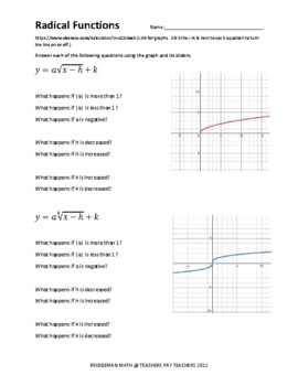 Preview of Graphing Radical Functions on Desmos