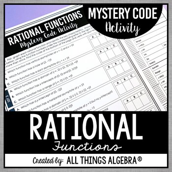 Preview of Characteristics of Rational Functions - Mystery Code Activity