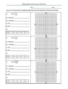 Preview of Graphing Rational Functions Worksheet