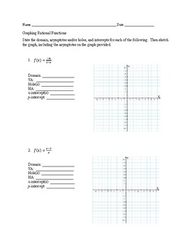 Preview of Graphing Rational Functions with Holes no Obliques