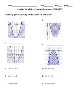 Preview of Graphing Solutions of Quadratic Inequalities Worksheet