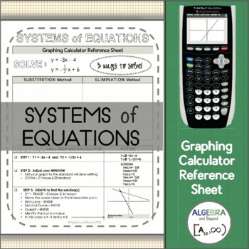 Preview of Graphing Systems of Equations | TI-84 Calculator Reference Sheet and Practice