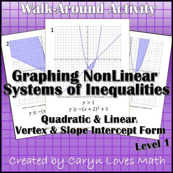 Preview of Graphing Systems of Inequalites (Quadratic/Linear)  Walk-Around Activity