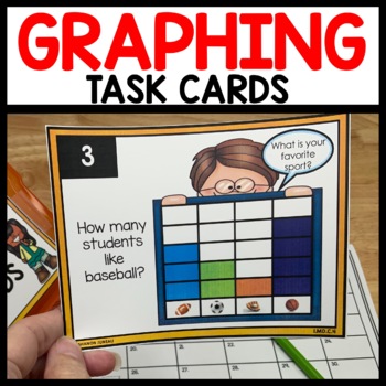 Preview of Graphing Game Task Cards Bar Graph Picture Graphs Tally Marks Interpreting Data
