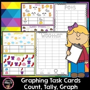 Preview of Graphing Task Cards - Count, Tally & Graph