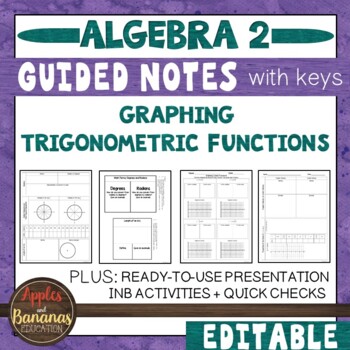 Preview of Graphing Trigonometric Functions - Guided Notes, Presentation, & INB Activities