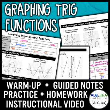 Preview of Graphing Trigonometric Functions Lesson | Algebra 2 | Video | Notes | Homework