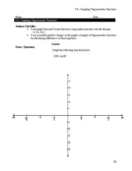 Preview of Graphing Trigonometric Functions Notes