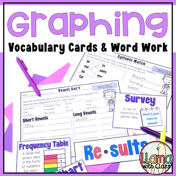 Preview of Graphing Vocabulary Activities - Math Vocabulary Cards and Word Work