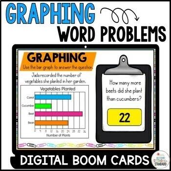 Preview of Scaled Bar Graph and Picture Graph Word Problems Math Boom Cards 3.MD.B.3