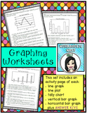 Graphing Worksheet Pages (bar graphs, line graphs, line pl