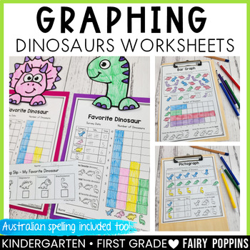 Preview of Graphing Worksheets | Bar Graph, Tally, Pictograph, Pie Chart | DINOSAURS