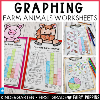 Preview of Graphing Worksheets | Bar Graph, Tally, Pictograph, Pie Chart | FARM ANIMALS