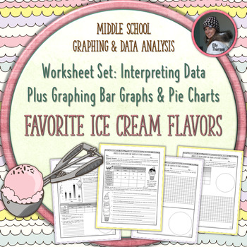 Preview of Graphing and Analyzing Data Worksheet Set: Ice Cream Pie Charts and Bar Graphs