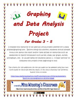 Preview of Graphing and Data Analysis Survey Project for Grades 3 to 5 - fillable PDF!