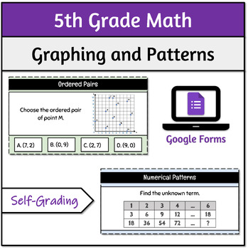 Preview of Graphing and Patterns | 5th Grade Math | Self-Grading Google Forms™