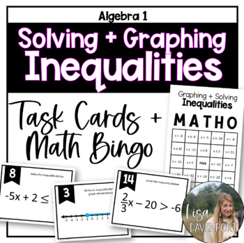 Preview of Graphing and Solving Inequalities Task Cards and Bingo Game