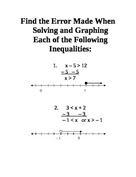 Graphing And Solving One Step Inequalities Station Activity By