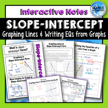 Preview of Graphing and Writing Equations of Lines in Slope-Intercept Form Note Pack