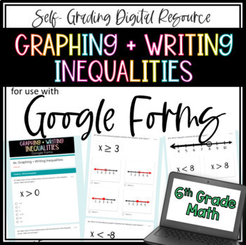 Preview of Graphing and Writing Inequalities - 6th Grade Math Google Forms 
