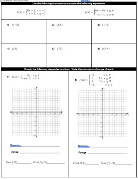 Graphing and Writing Piecewise Functions Guided Notes and HW by Algebra ...