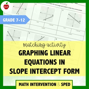 Preview of Graphing linear equations in slope intercept form | Printable Matching