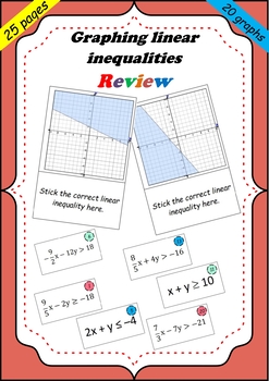 Preview of Graphing linear inequalities review game AND task cards / work sheets.