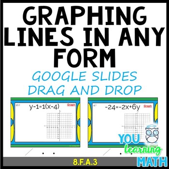 Preview of Graphing lines in ANY FORM: GOOGLE Slides Drag and Drop Activity - 20 Problems