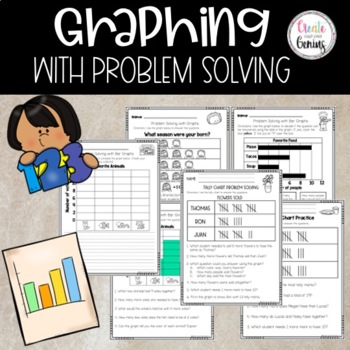 Preview of Graphing with Problem Solving| Bar, Pictograph, and Tally⭐️