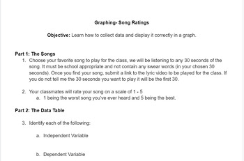 Preview of Graphing with Song Ratings- Scientific Method, Learning to Graph, etc...