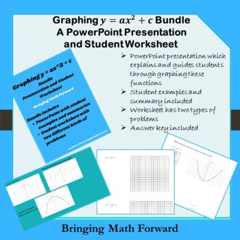 Preview of Graphing y = ax^2 + c: PowerPoint and Student Worksheet