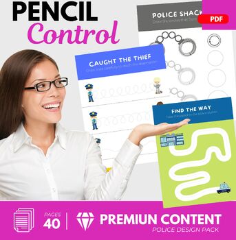 Preview of Graphomotricity and PENCIL CONTROL - Fine Motor - Handwriting (Police Design)