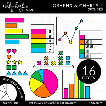 Preview of Graphs & Charts Clipart 2 - Outlined