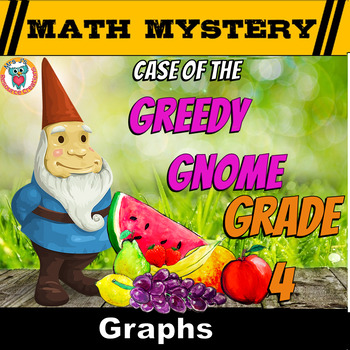 Preview of Graphs Math Mystery 4th Grade Edition - Line Plots, Pie, Line, Area, Bar Graphs