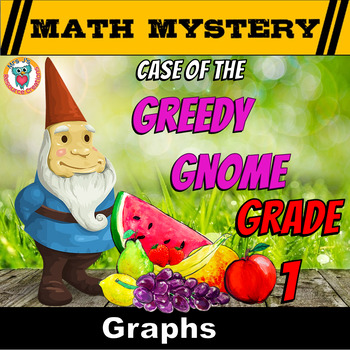 Preview of 1st Grade Graphs Review Math Mystery (Tabulating  Data, Tally, Bar Graphs)