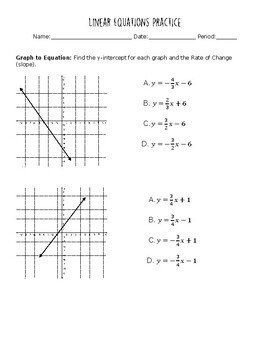 Graphs, Tables and Equations Practice by Davidson | TpT