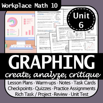 Preview of Graphs Unit Workplace Math 10 | Engaging, Differentiated, No Prep Needed!