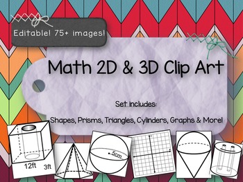 Preview of Clip Art Shapes -2D & 3D Prisms, Graphs, Cylinders and more! PPT File