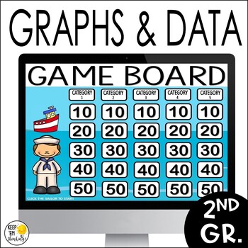 Preview of Graphs and Data 2nd Grade Math Review Game, Bar Graphs, Picture Graphs Test Prep